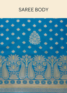 Royal Blue Paisley Bordered Saree image number 4